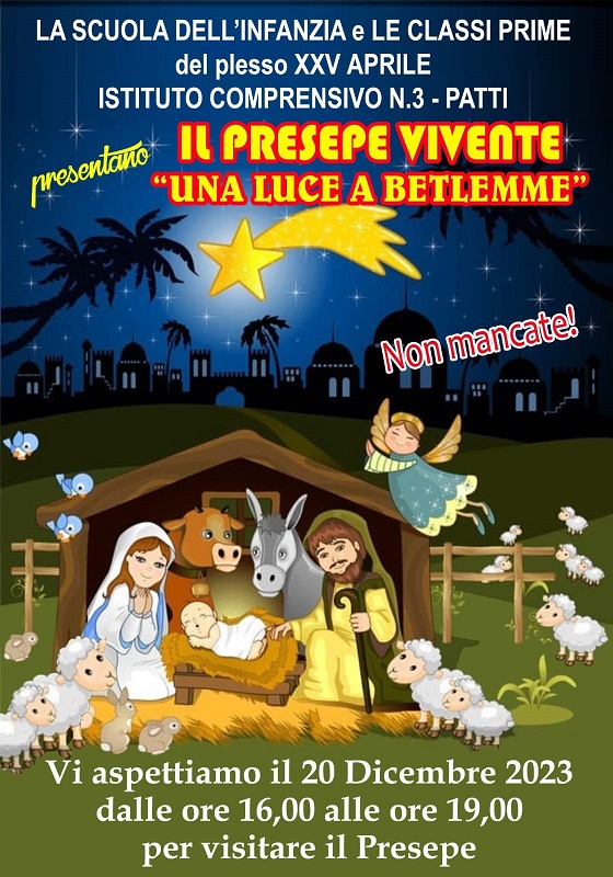 Patti: l’Ic 3 “Lombardo Radice” presenta il presepe vivente “Una luce a Betlemme”