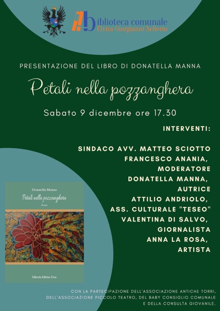 “Petali nella pozzanghera” è il secondo libro di poesie di Donatella Manna