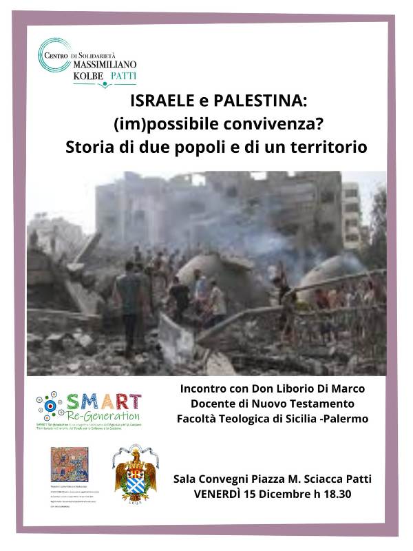 Patti: convegno su “Israele e Palestina, (im) possibile convivenza? Storia di due popoli e di un territorio