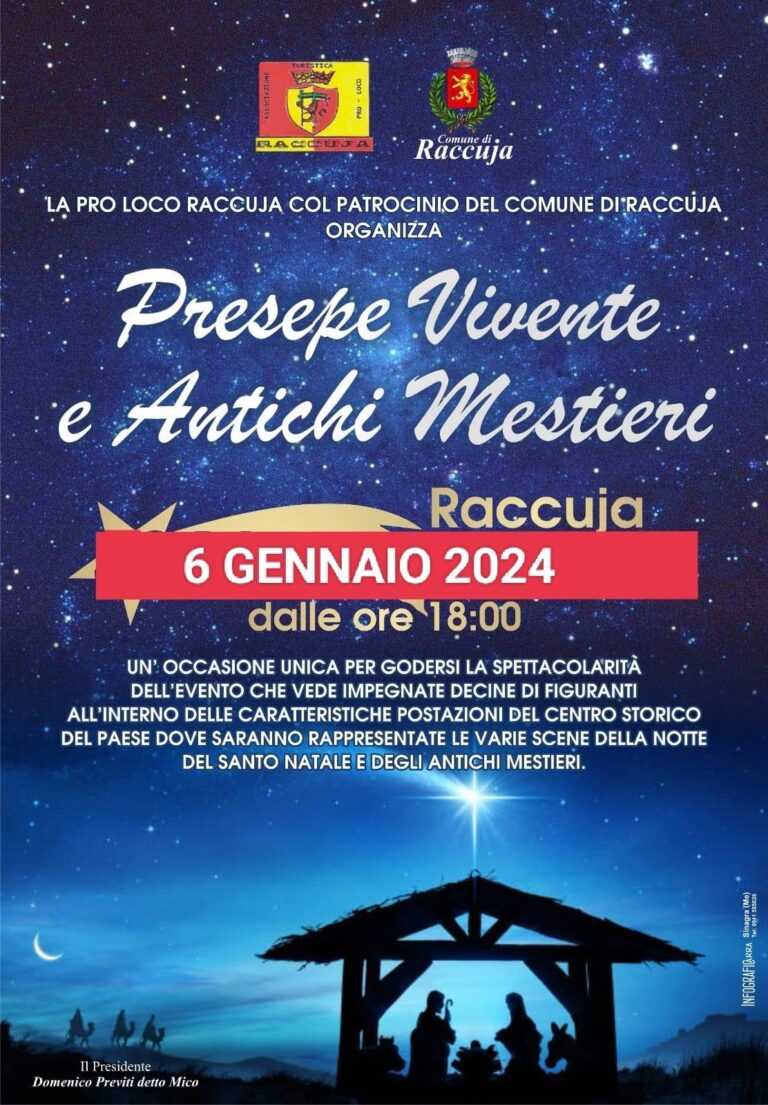 Raccuja – Il Presepe vivente in scena il 6 gennaio dalle 18