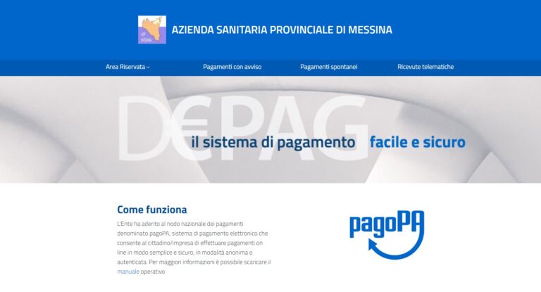 Sanità: a partire da questa settimana possibile pagare sul sito Asp Messina con PagoPa diverse visite e prestazioni