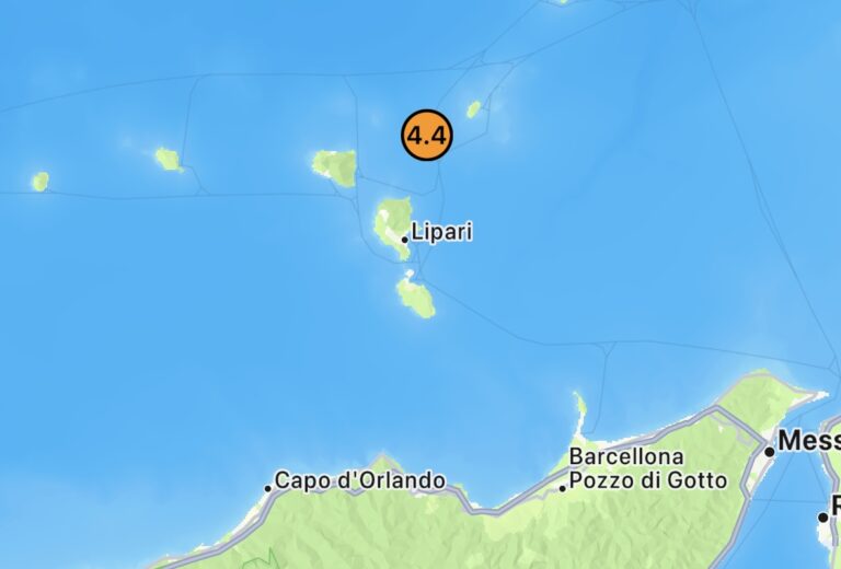 Terremoto di magnitudo 4.4 registrato al largo delle Isole Eolie