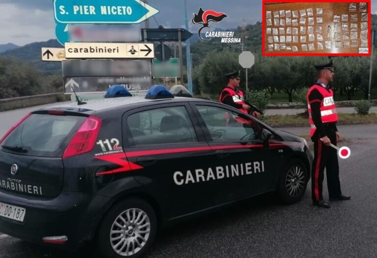 San Pier Niceto – Fermato con 57 dosi di diverse droghe, tra cui anfetamina, ecstasy e chetamina. Arrestato 24enne