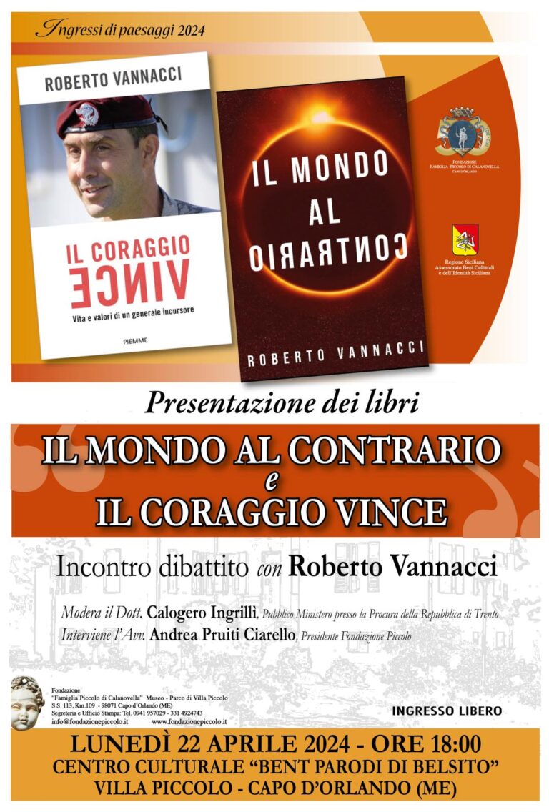 Capo d’Orlando – Il Generale Vannacci presenterà due libri a Villa Piccolo