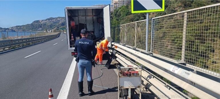 La Polizia Stradale di Messina ha disposto multa e sospensione attività per un cantiere della A/18