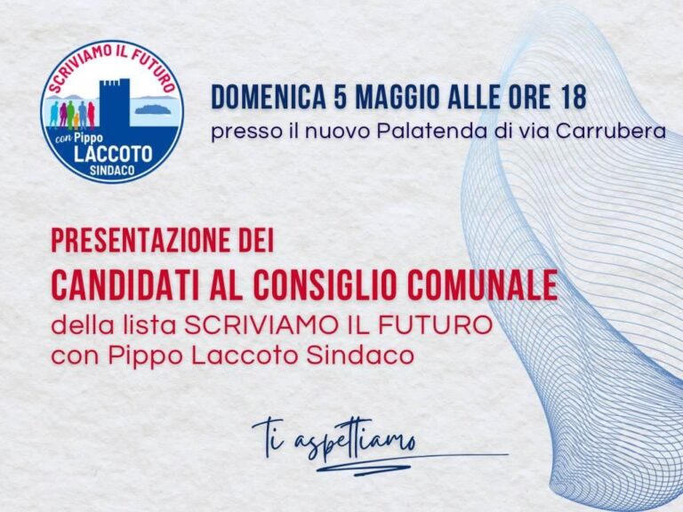 Brolo – Domenica alle 18 al nuovo Palatenda la presentazione della lista “Scriviamo il Futuro con Pippo Laccoto Sindaco”