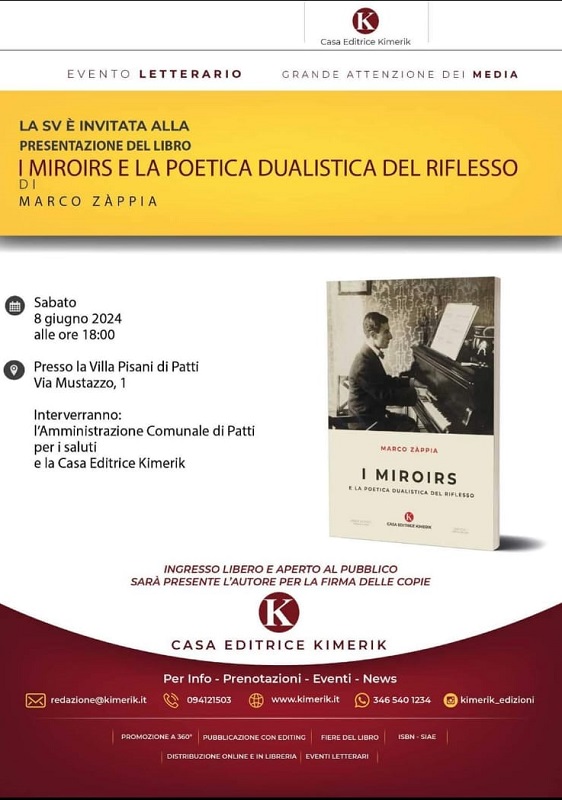 Patti: la presentazione del libro “I Miroirs e la poetica dualista del riflesso” di Marco Zappia