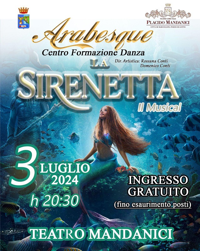 Barcellona Pozzo di Gotto: il 3 luglio al teatro Mandanici il musical “La Sirenetta”