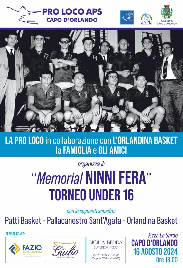 Capo d’Orlando – Oggi alle 18 il 2° memorial “Ninni Fera”, torneo U16 di pallacanestro