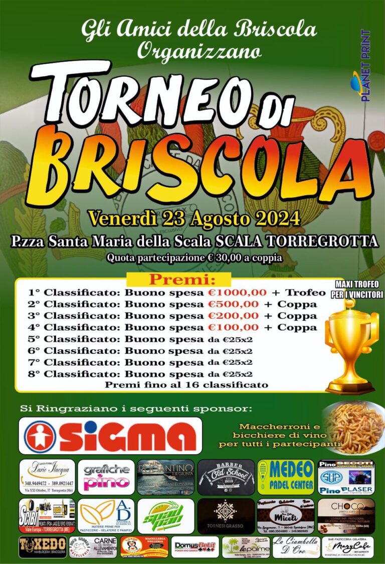 Scala Torregrotta: Ritorna l’attessisimo “Torneo di Briscola”