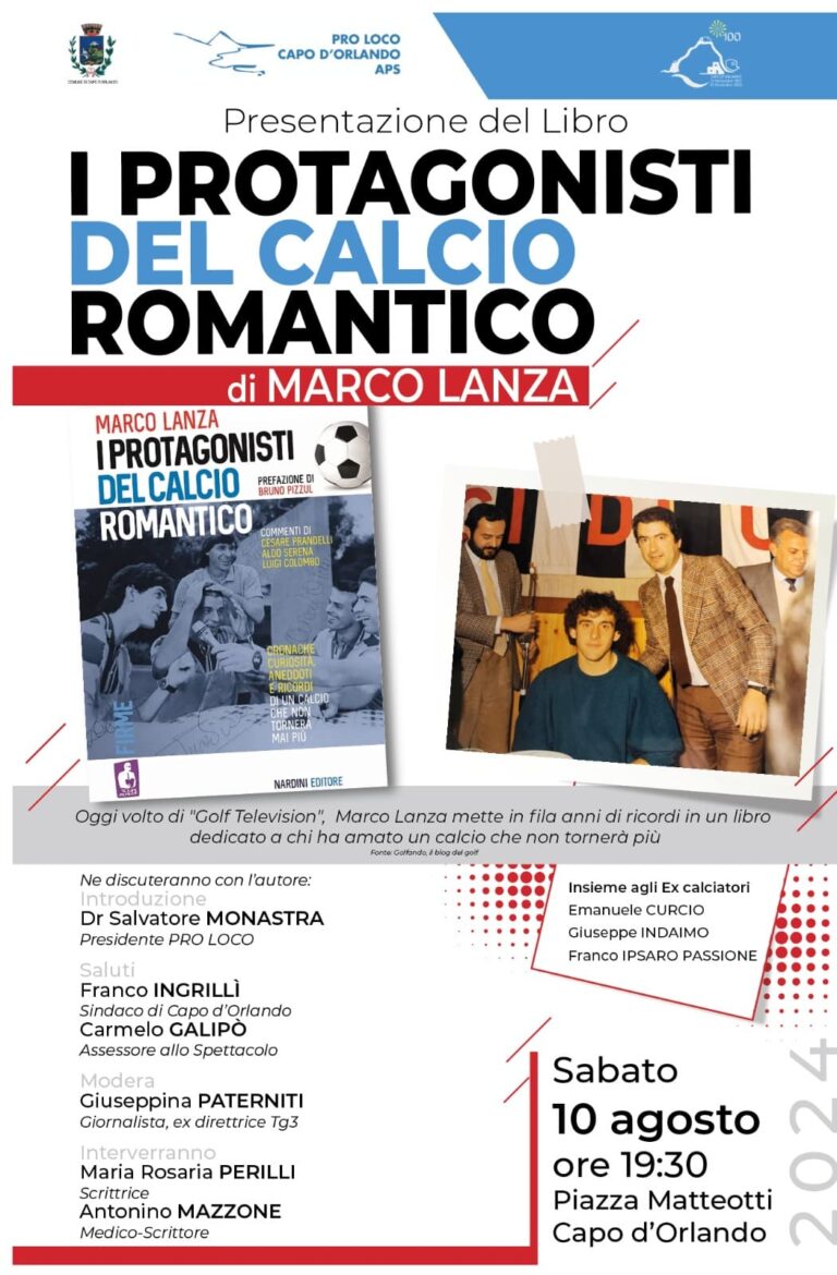 “I protagonisti del calcio romantico”, il 10 agosto a Capo d’Orlando la presentazione del libro del giornalista Marco Lanza