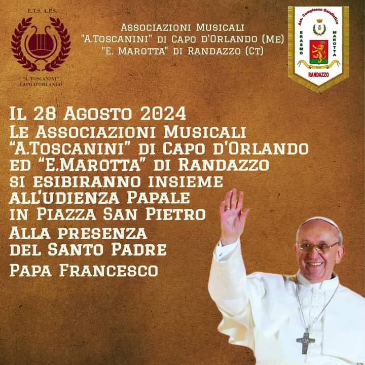 Capo d’Orlando: i musicisti della “Arturo Toscanini” e della “Erasmo Marotta” suoneranno insieme a Roma da Papa Francesco