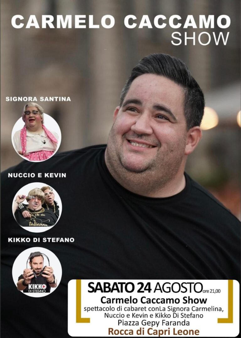 Rocca di Capri Leone, questa sera lo spettacolo comico di Carmelo Caccamo