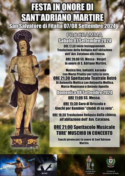 San Salvatore di Fitalia – 7 e 8 settembre la festa in onore di Sant’Adriano Martire