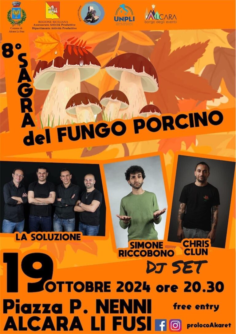 Alcara Li Fusi – Il 19 ottobre torna la sagra del fungo porcino, giunta all’8a edizione