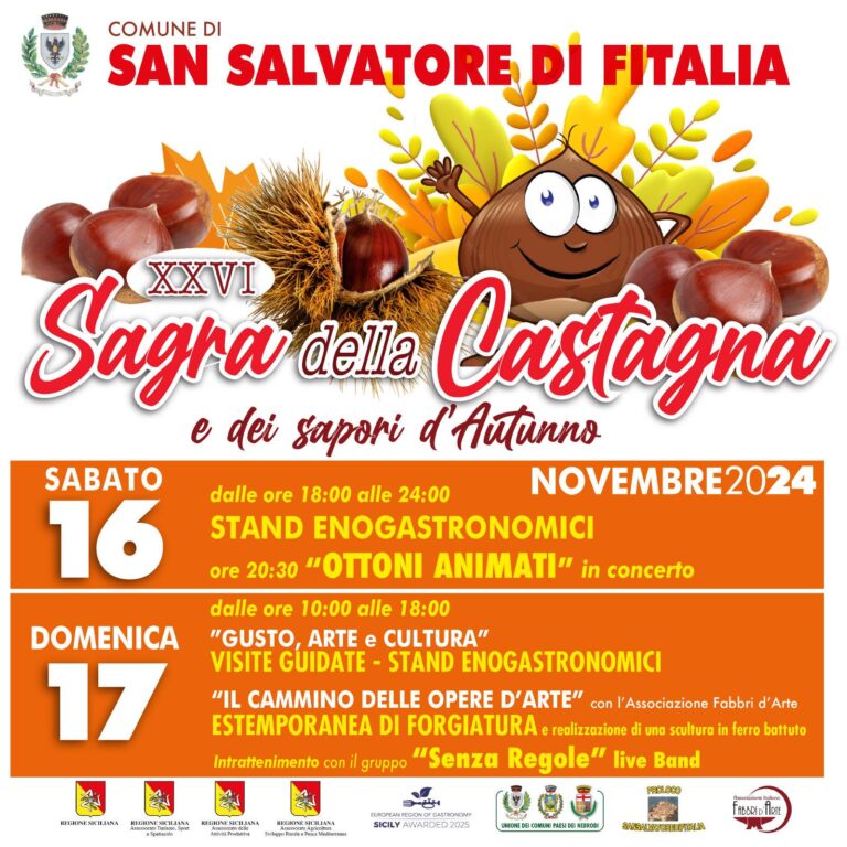 San Salvatore di Fitalia – 16 e 17 novembre appuntamento con la “Sagra della Castagna”