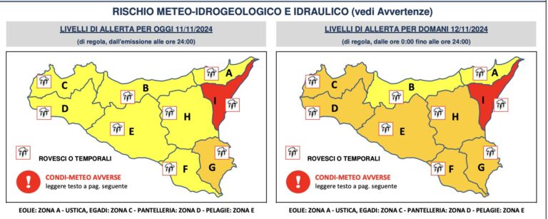 Sicilia, allerta meteo rossa tra Messina e Catania. Scuole chiuse in molti comuni