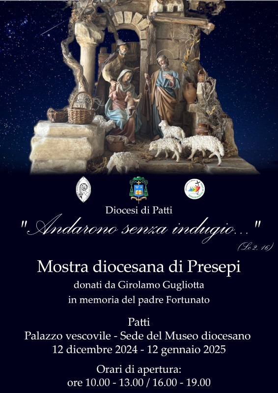 Patti: al Palazzo Vescovile la mostra diocesana di presepi “Andarono senza indugio…”