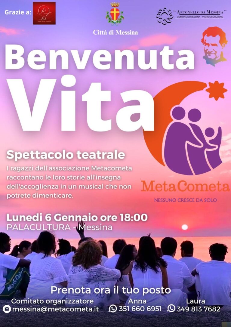 Messina: MetaCometa presenta “Benvenuta Vita”, musical in scena lunedì 6 gennaio alle ore 18 al Palacultura