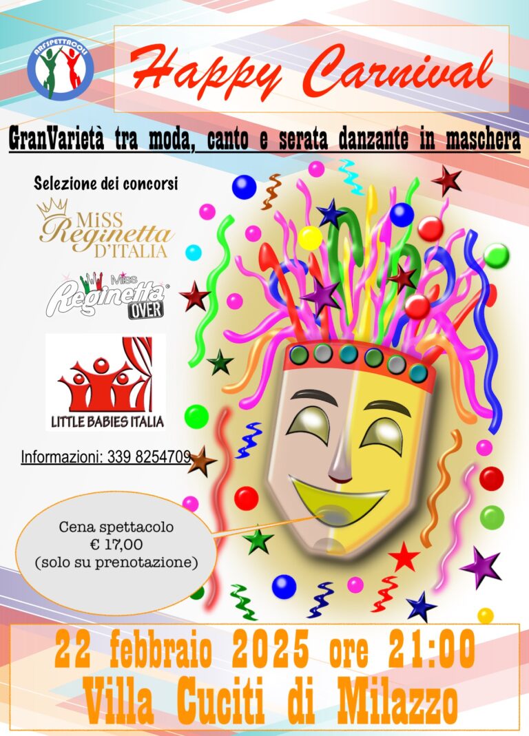 Milazzo: Tutto pronto per “Happy carnival” tra moda, canto e ballo in maschera