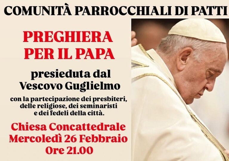 Patti: momento di preghiera per la salute di Papa Francesco alla Concattedrale