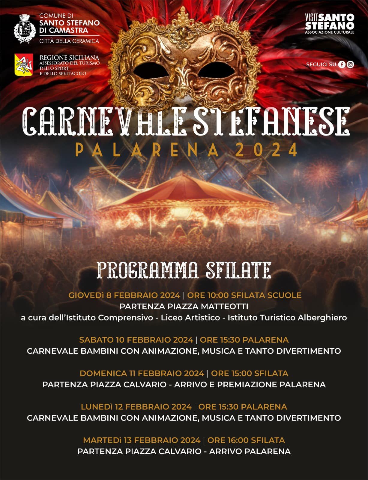 Locandina sfilate santo stefano carnevale 2024