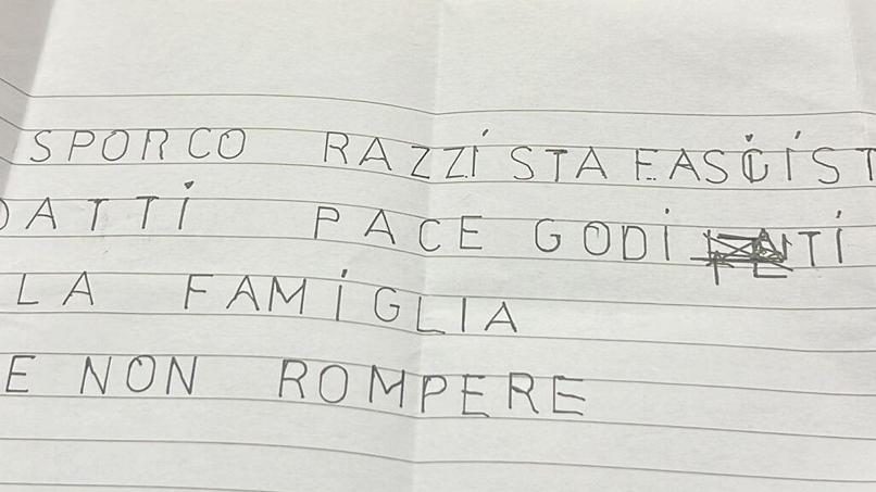 lettera di minaccia al sibndaco di Praia a Mare