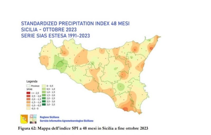 mappa indice precipitazioni a ottobre 2023